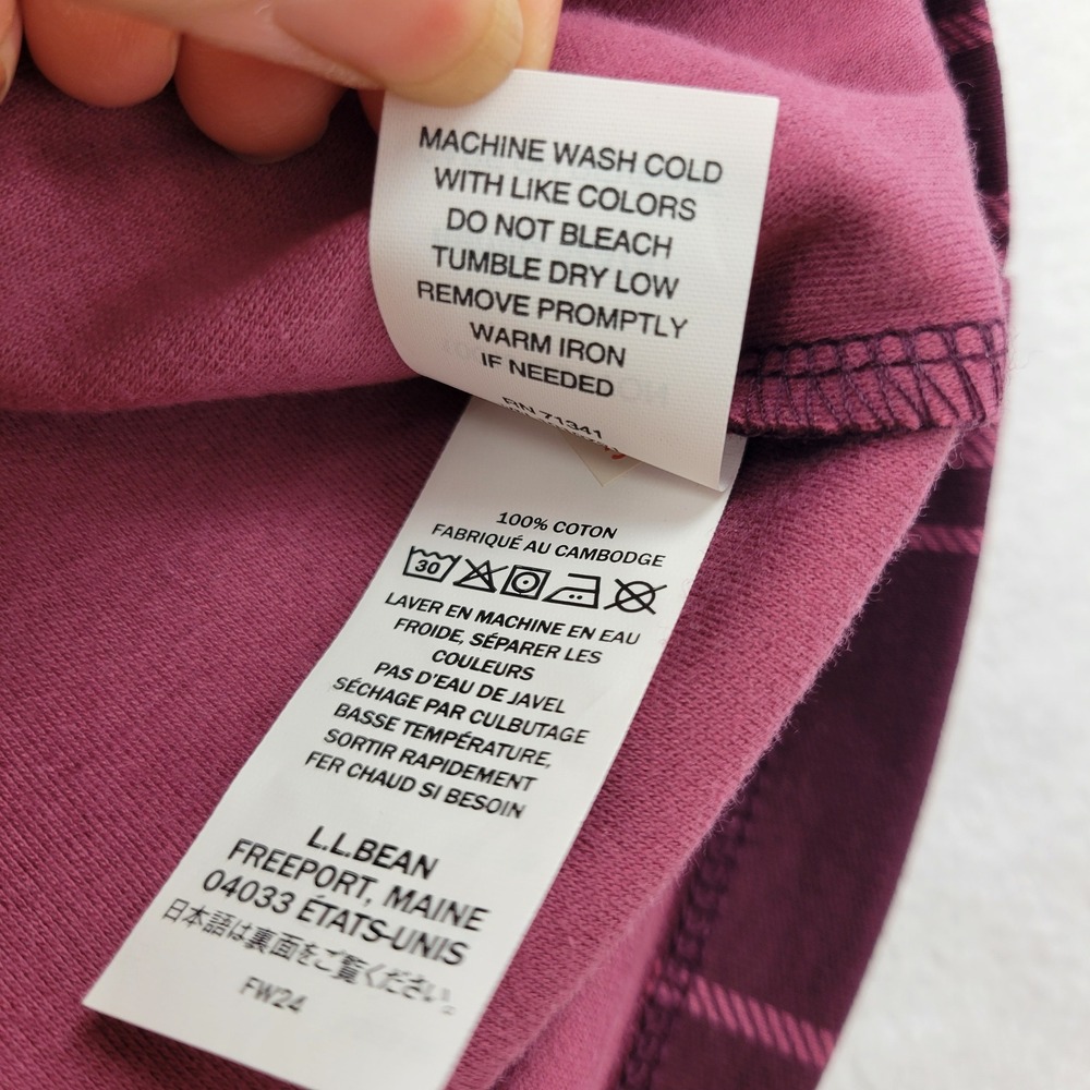 LL Bean Womens Interlock‎ Turtleneck Womens Small Top Plum Pink Plaid 523747 - Picture 9 of 12
